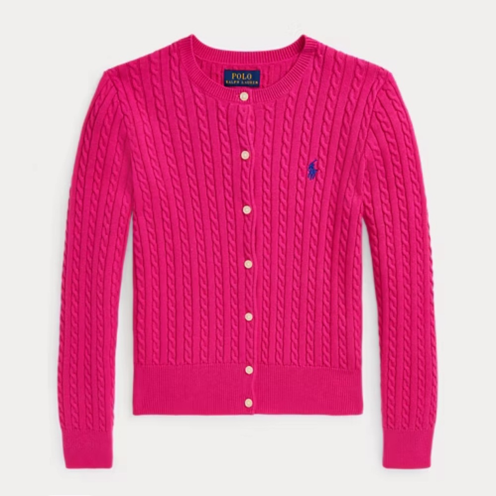 Polo Ralph Lauren Girls Cable Knit Sweater - Bright Pink